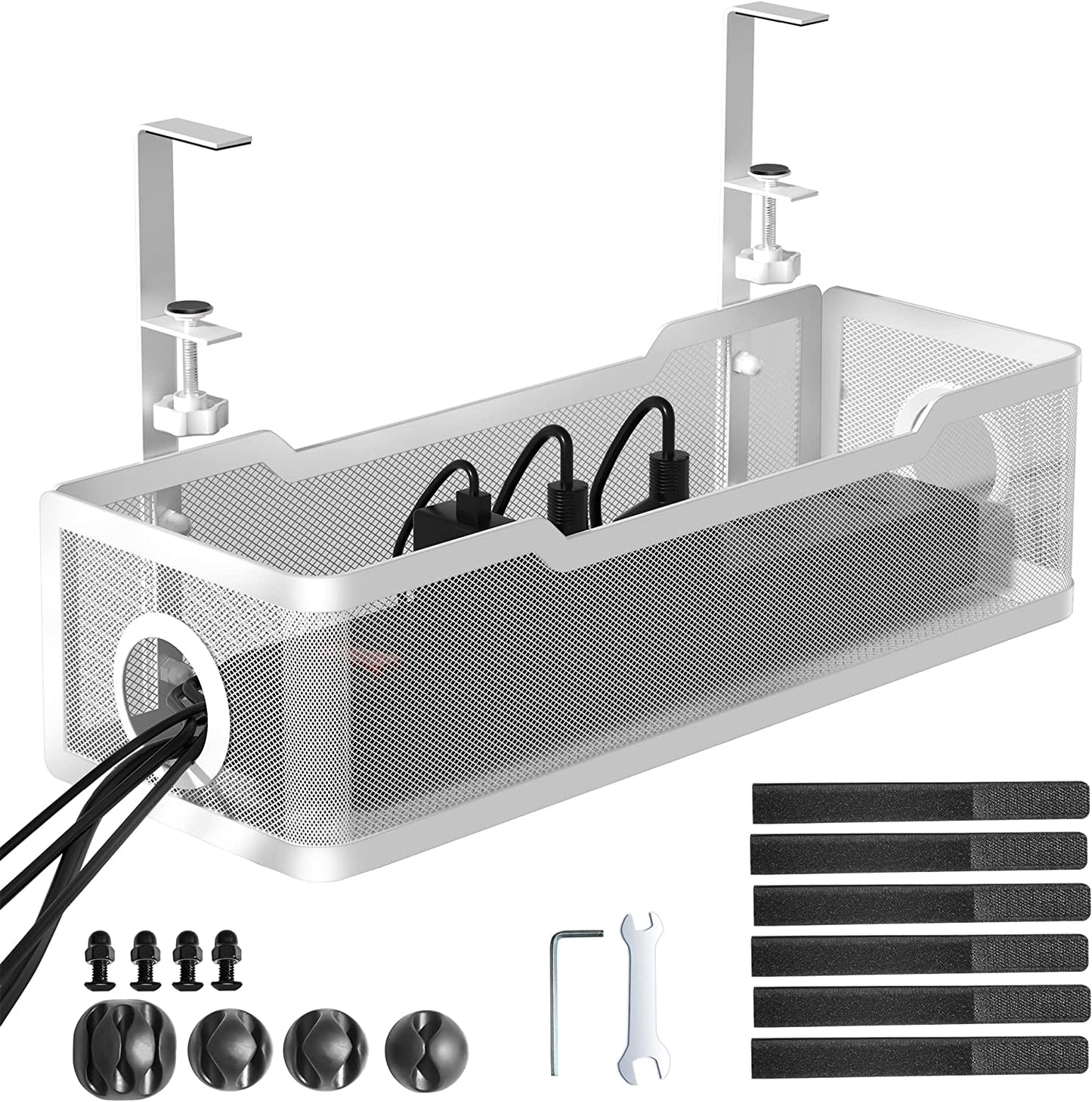 Under-Desk Cable Management Tray - No-Drill Clamp Design for Effortless Wire Organization in Office and Home
